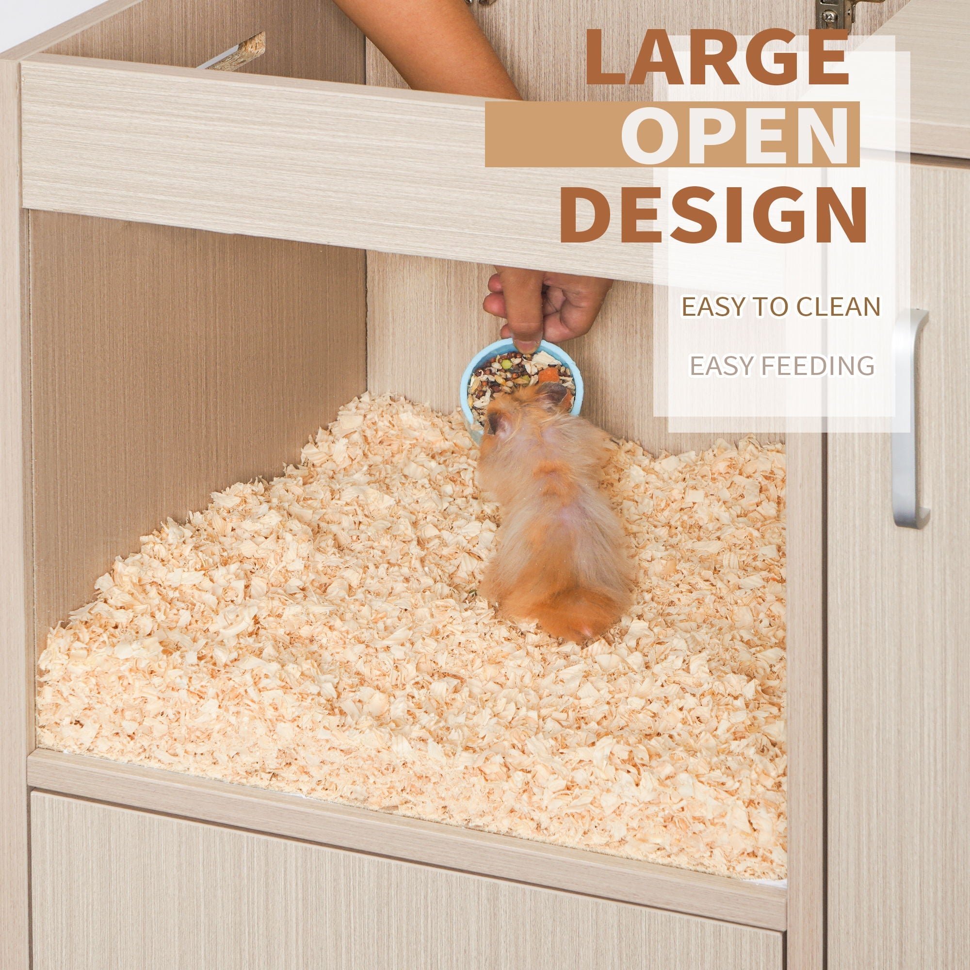 4 Tier Hamster Cage With Acrylic Windows And Storage Cabinet