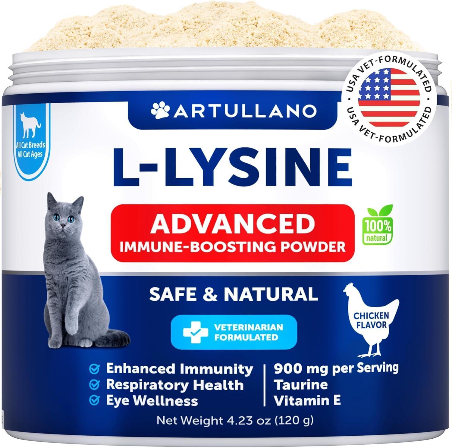 L-Lysine Powder for Cats 900 mg per Serving Immune Support