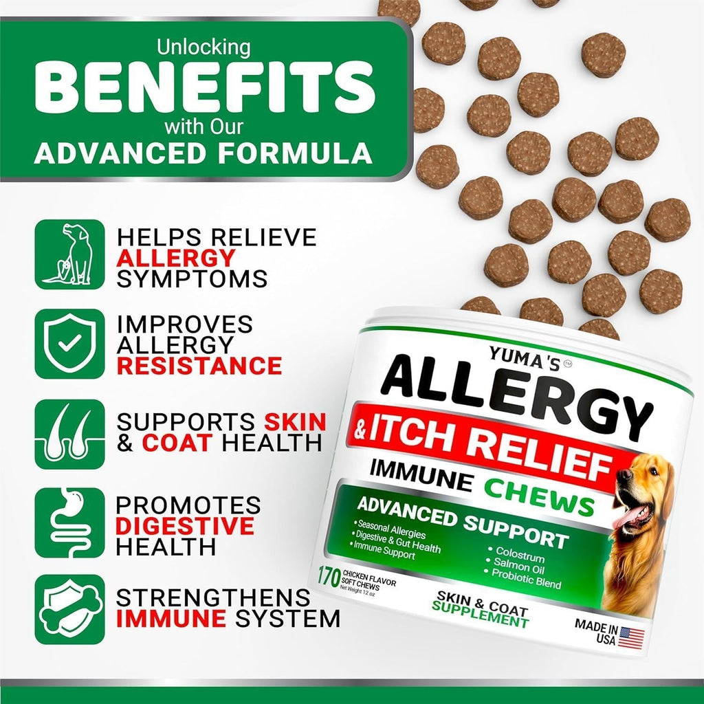 Dog Allergy Relief Chews 2-Pack Itchy Skin Relief Omega-3 Fish Oil Skin & Coat