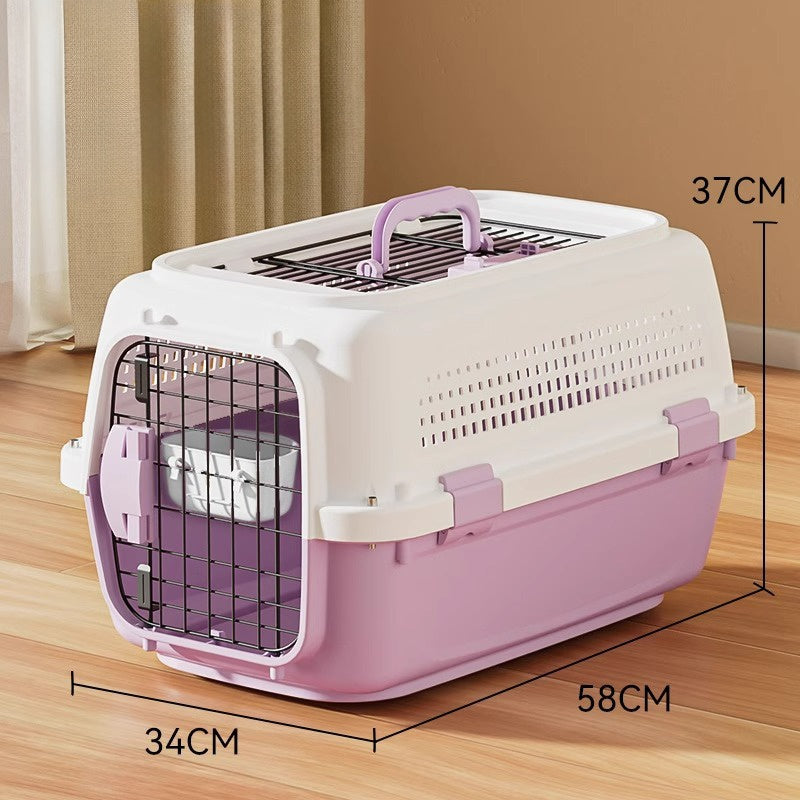 Sided Pet Carrier For Small Dogs & Cats, Airline Approved Travel Crate With Enhanced Security Latches, Front & Top Load Wire Door, Food Bowl For Traveling, Hiking, Camping