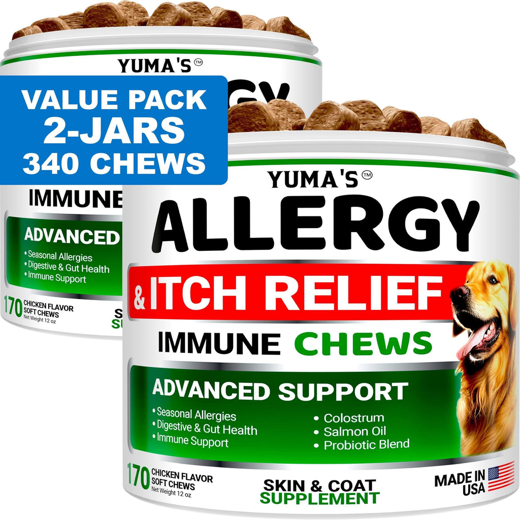 Dog Allergy Relief Chews 2-Pack Itchy Skin Relief Omega-3 Fish Oil Skin & Coat