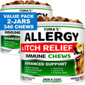 Dog Allergy Relief Chews 2-Pack Itchy Skin Relief Omega-3 Fish Oil Skin & Coat