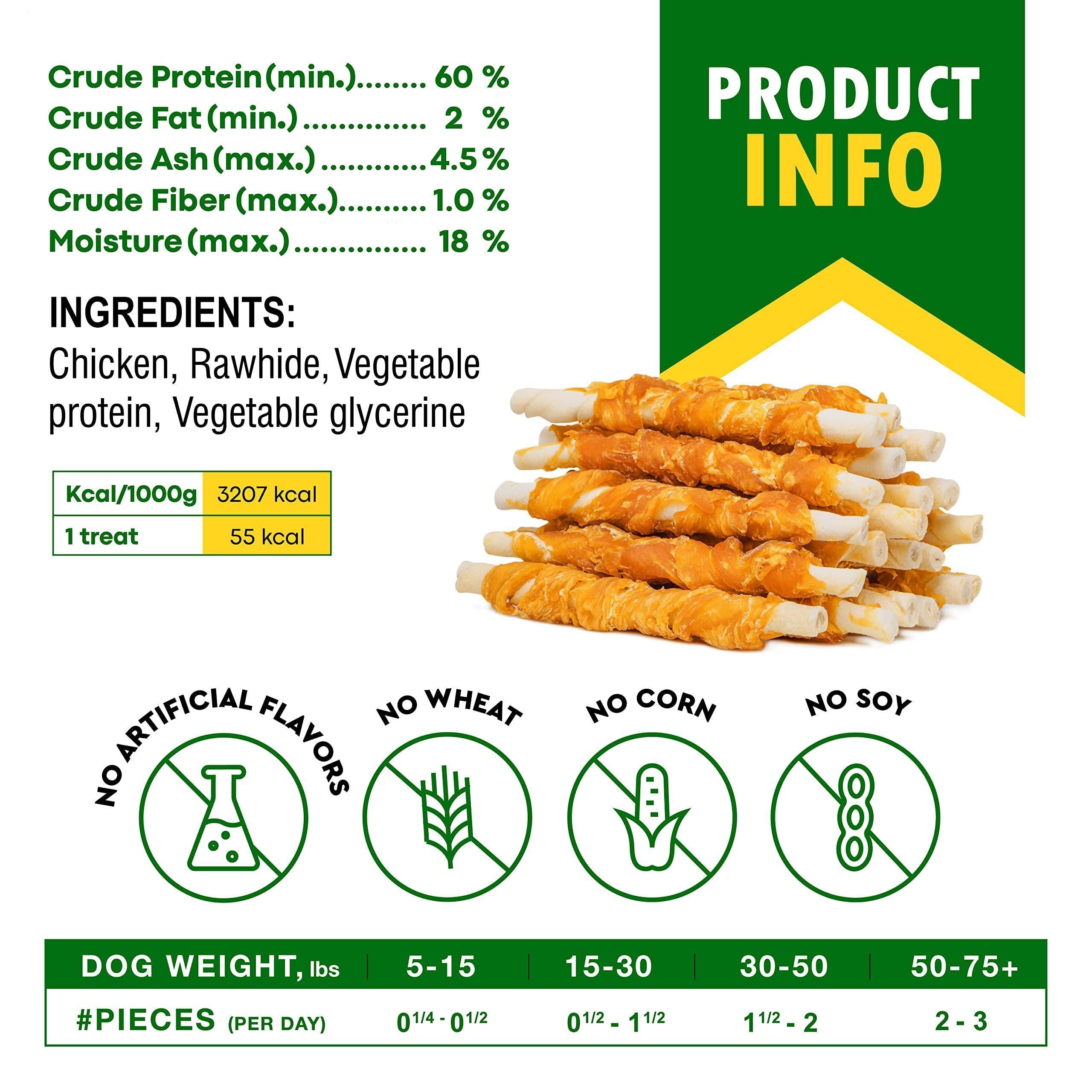 Rawhide Sticks for Dogs Chicken-Wrapped Grain-Free Chews