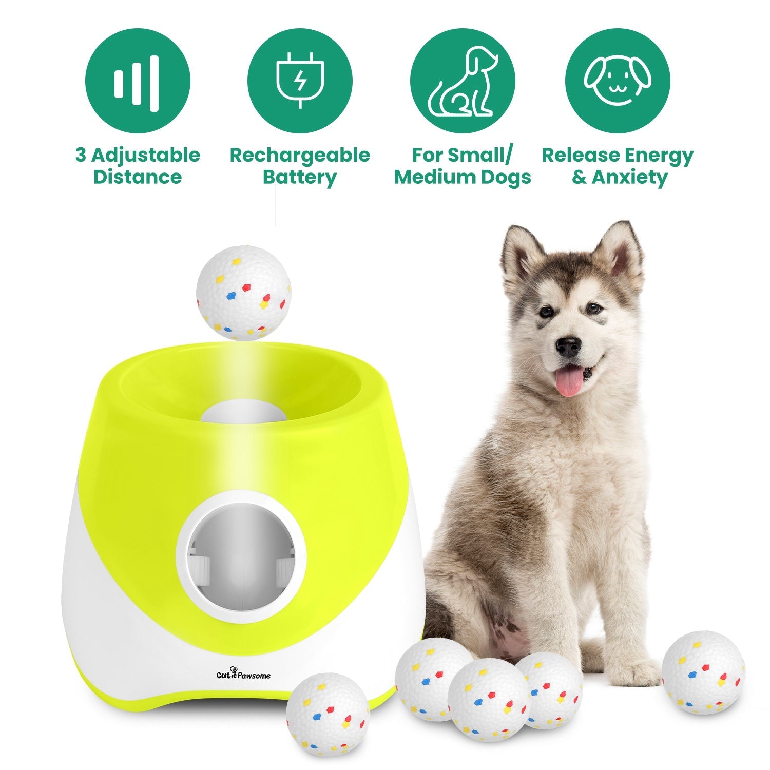 Automatic Dog Ball Launcher Rechargeable Interactive Pet Ball Thrower for Small Medium Dogs Interactive Dog Fetch Toy with 3 Adjustable Distance Setti