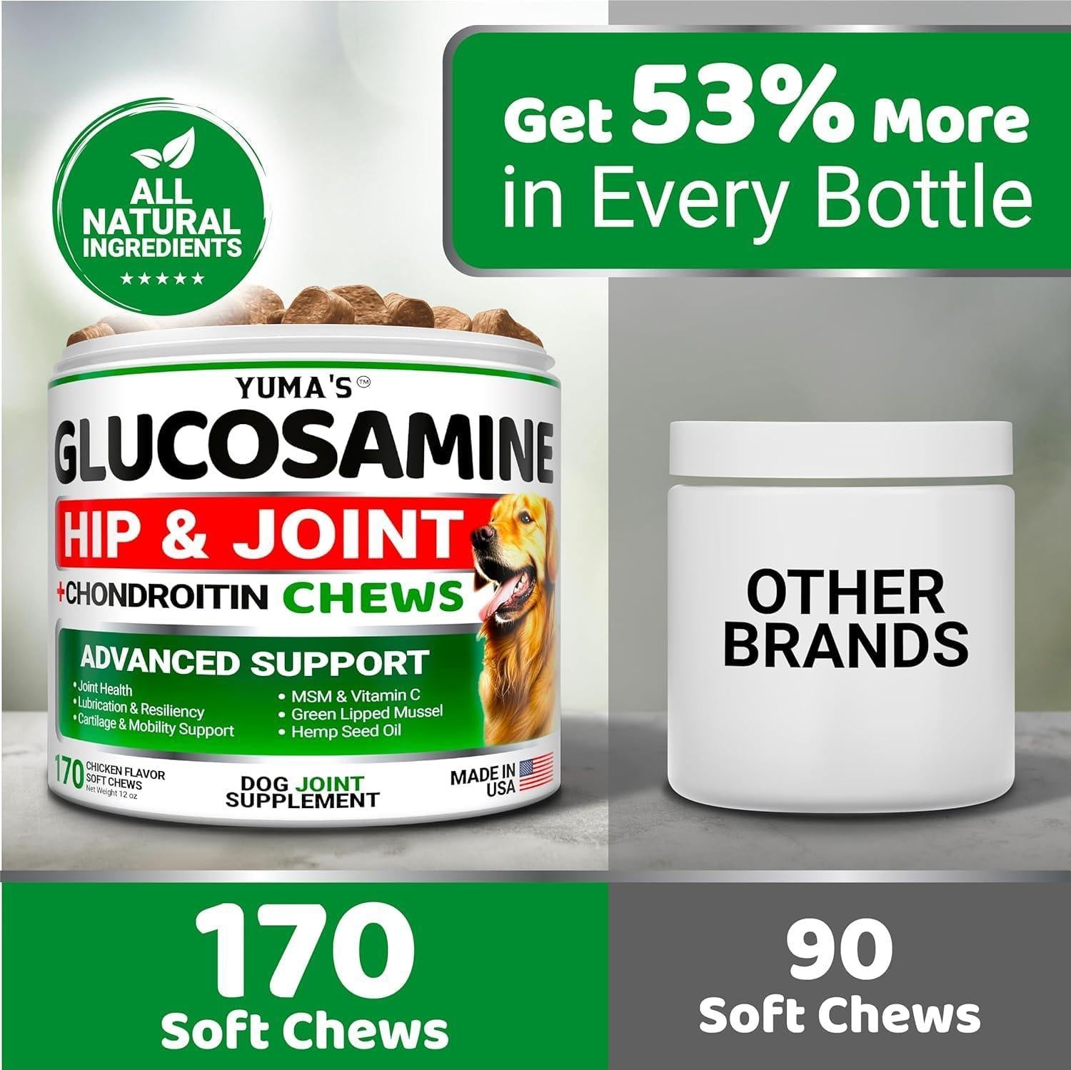 Glucosamine for Dogs 2-Pack Chondroitin Joint Pain Relief