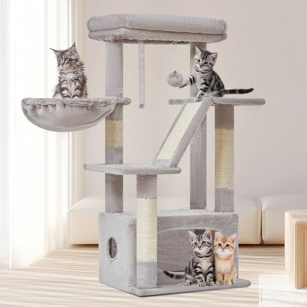 38-Inch Cat Tree for Indoor Cats | Kitten Tower with Condo, Hammock & Perch