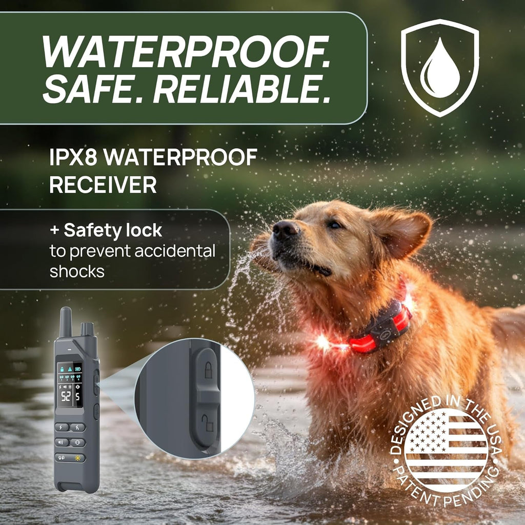 Dog Training Collar for 2 Dogs — 360° LED Lights, 4200FT Range, Waterproof