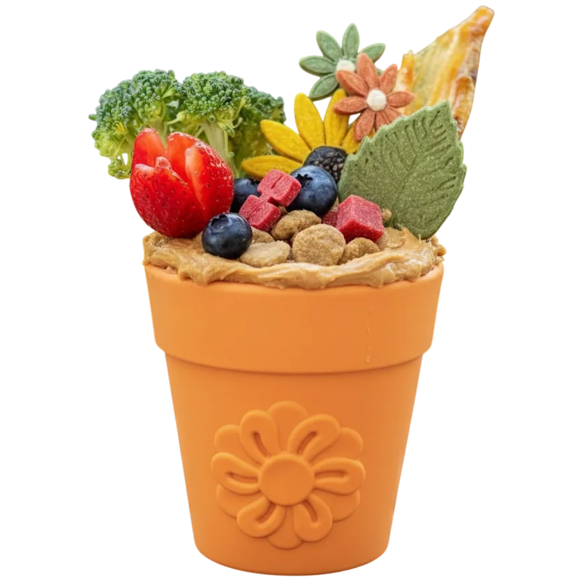 Large Flower Pot eCup Dog Treat Dispenser | Durable USA-Made Enrichment Toy | SodaPup