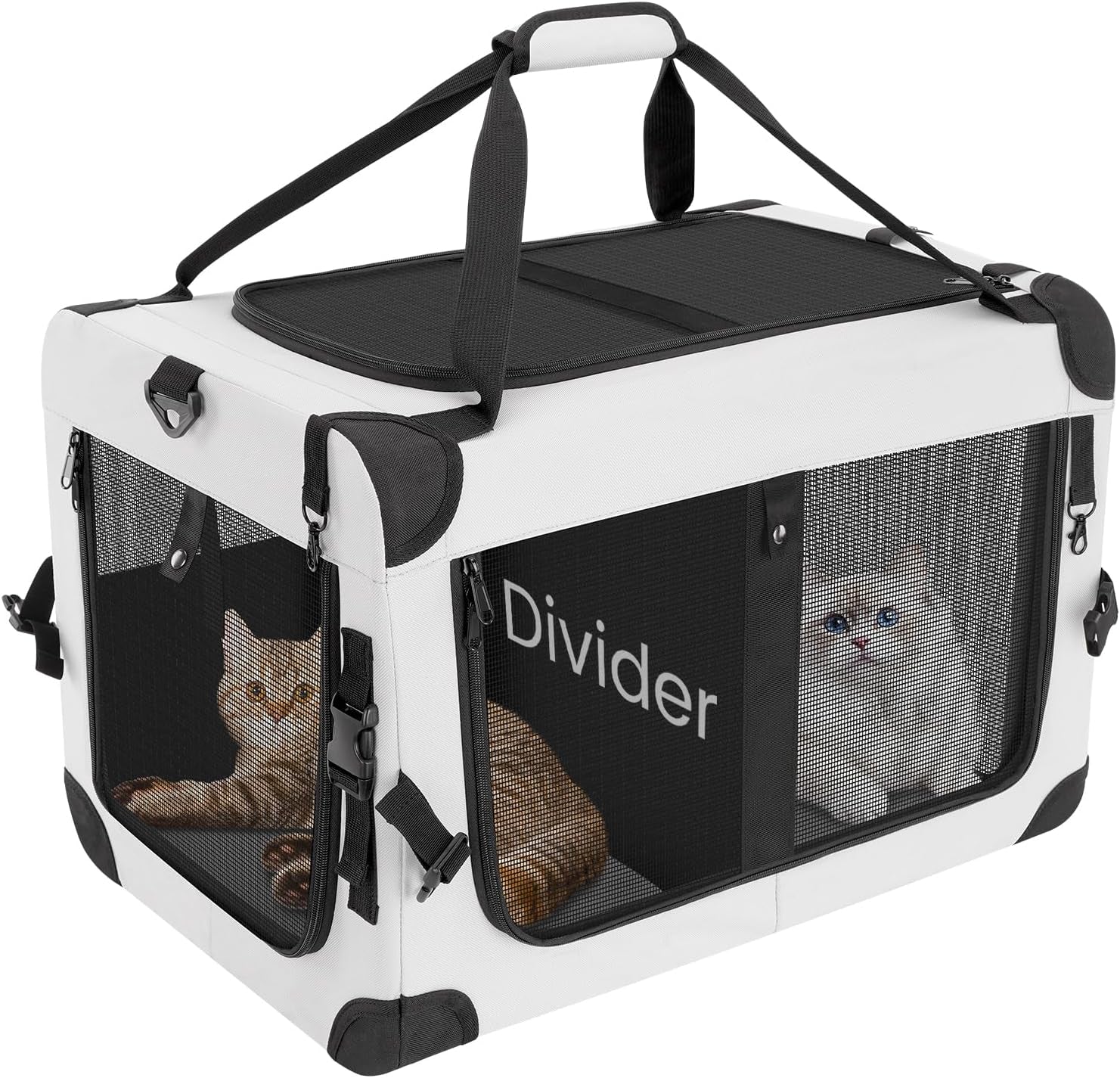 Large Cat Carrier for 2 Cats Soft Sided Travel Crate Up to 55lbs