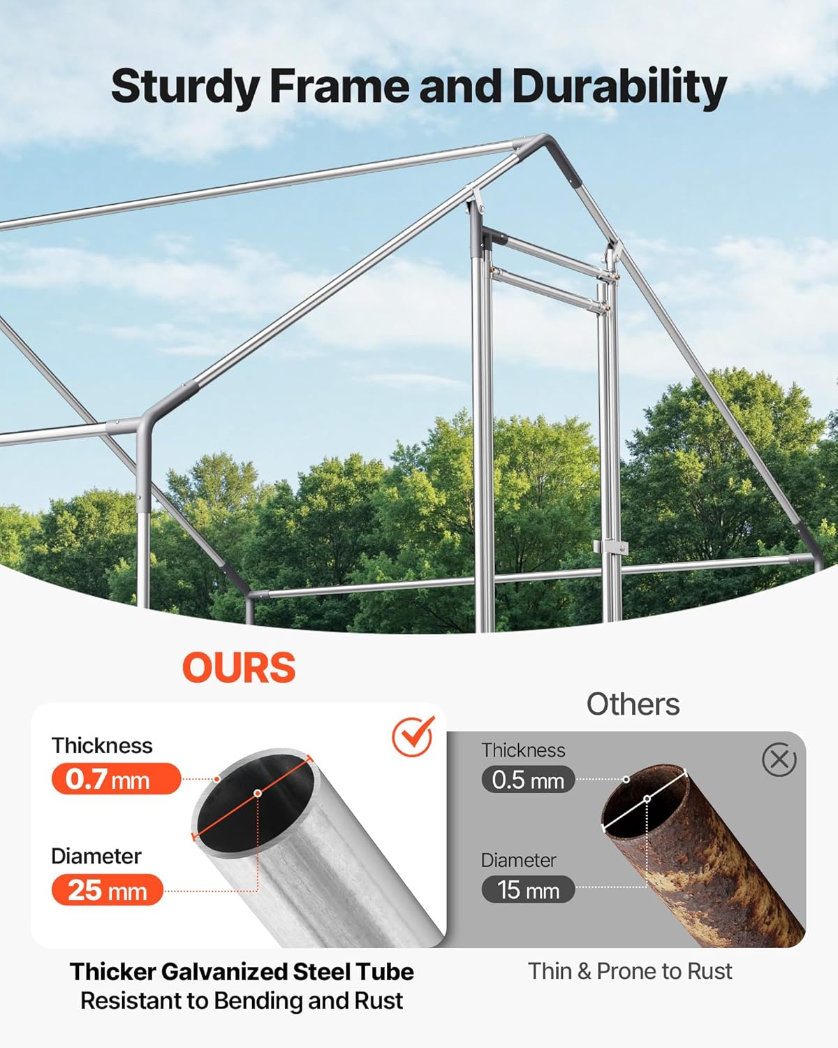 VEVOR Large Metal Chicken Coop, Walk-in Poultry Cage With Waterproof Cover, Outdoor Hen House For Chicken Duck Rabbit Farm