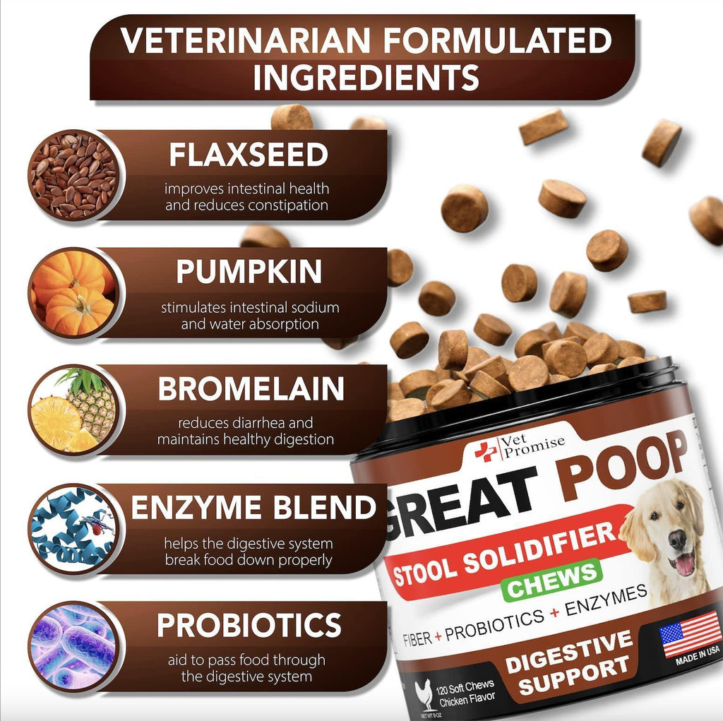 Probiotics for Dogs 120 Chews Stool Softener High Fiber