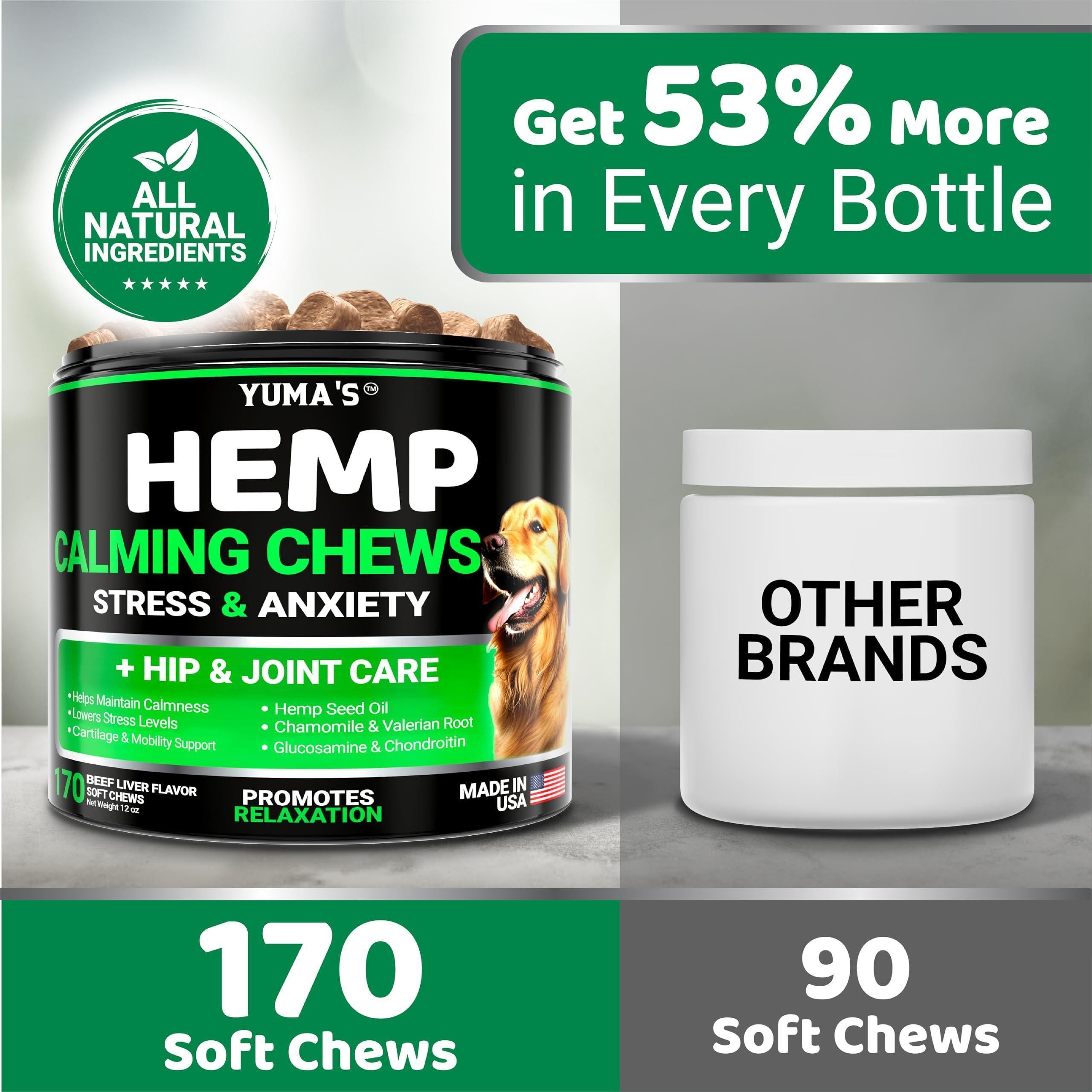 Hemp Calming Chews for Dogs 170 Count Anxiety Relief Beef Flavor