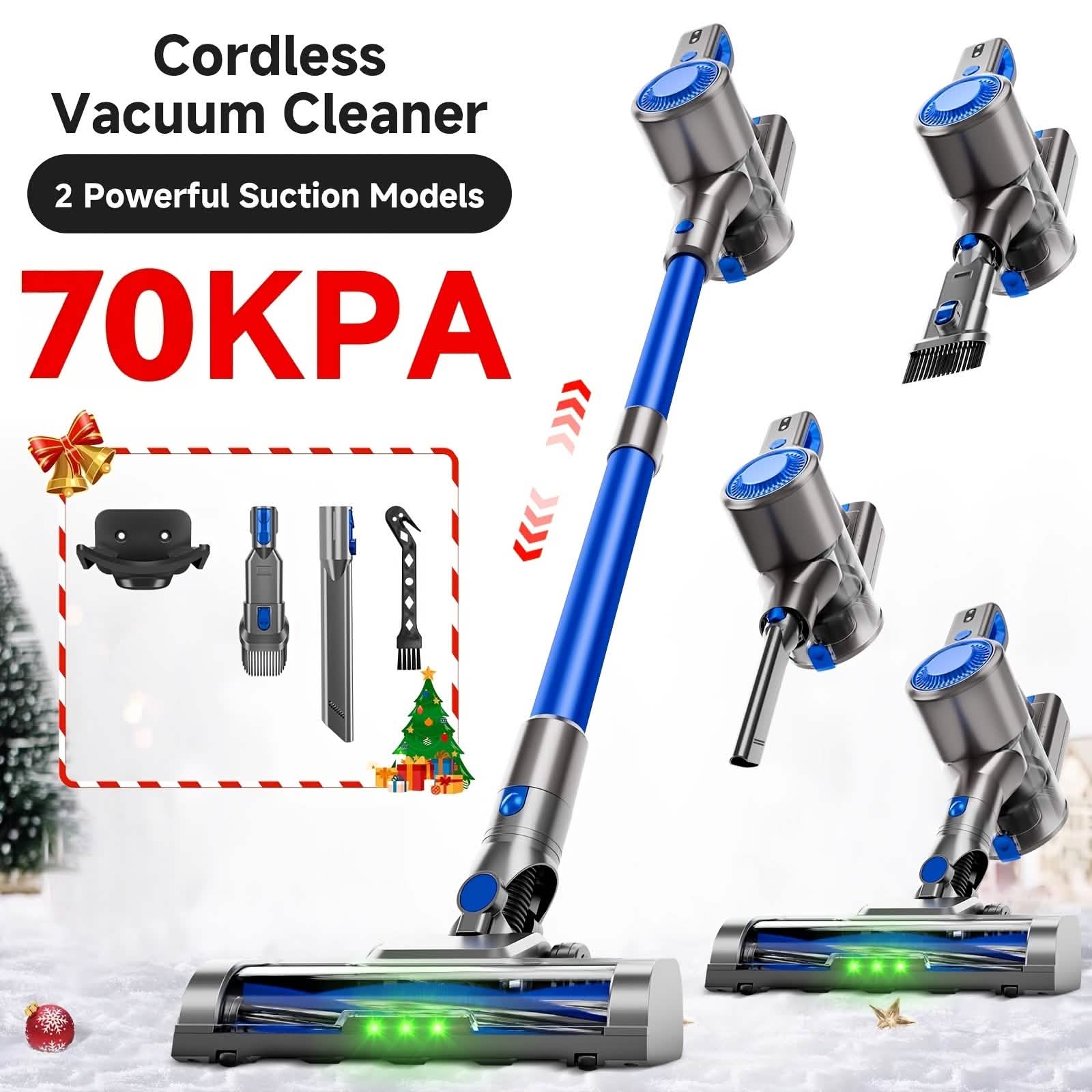 Cordless Vacuum Cleaner with LED Light & Removable Battery