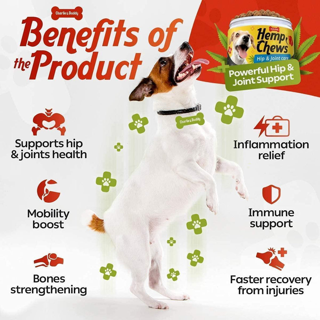 Hemp Hip & Joint Supplement for Dogs 120 Count Glucosamine