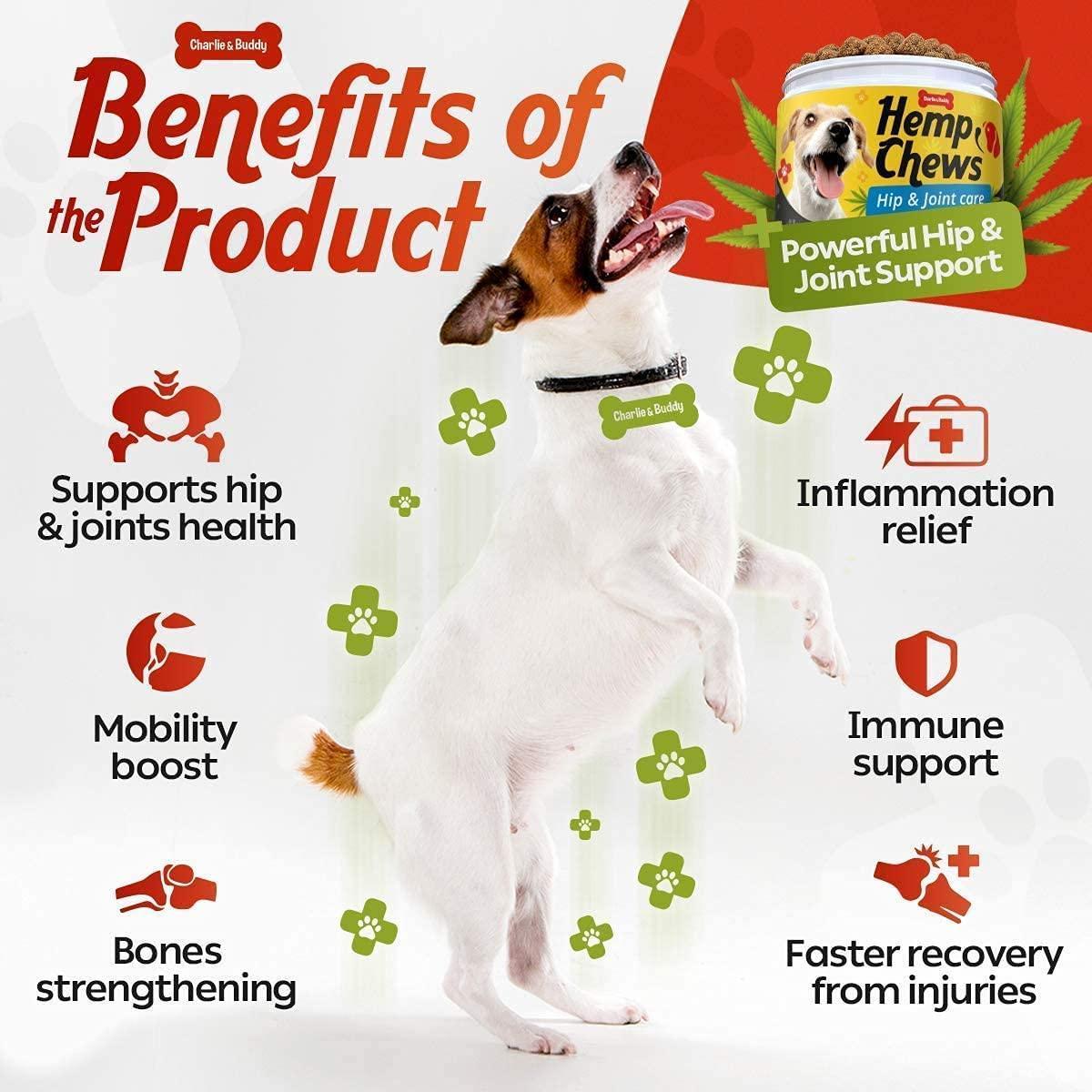 Hemp Hip & Joint Supplement for Dogs 120 Count Glucosamine