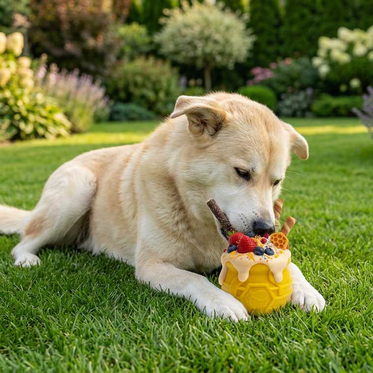 Honey Pot Dog eCup Treat Dispenser | Durable PUP-X Rubber Enrichment Toy | USA Made