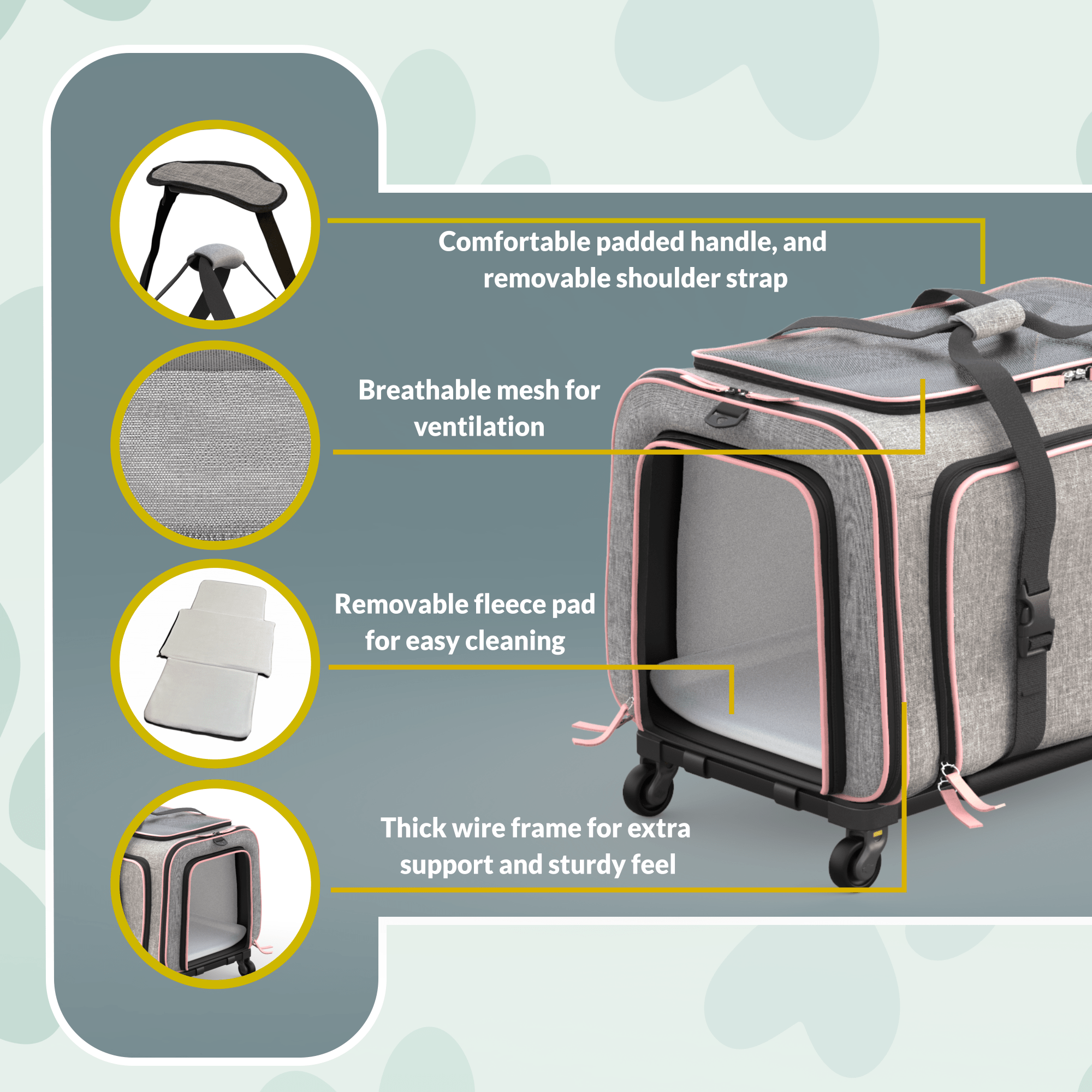 Rolling Rover Airline Compliant Expandable Wheeled Pet Carrier