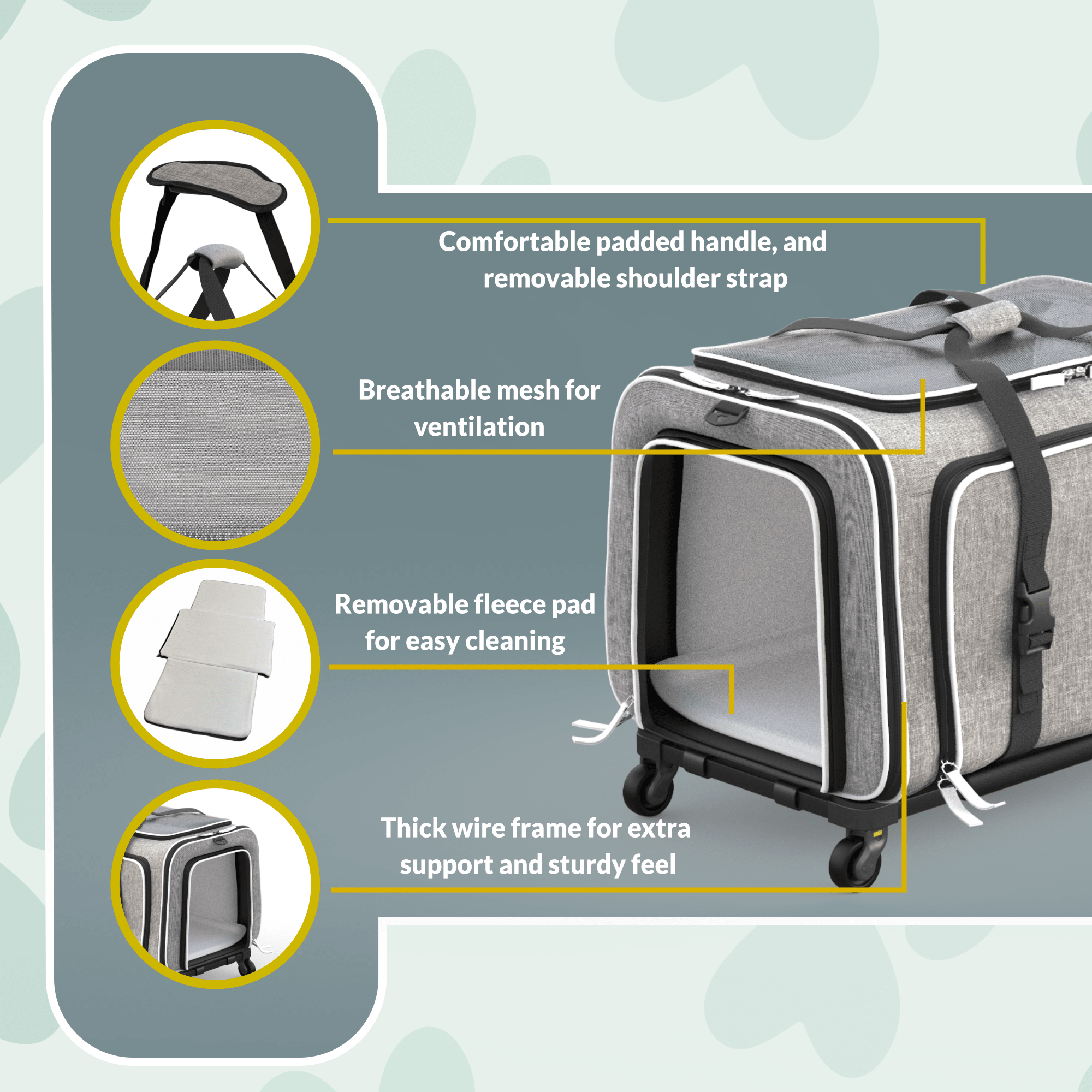 Rolling Rover Airline Compliant Expandable Wheeled Pet Carrier