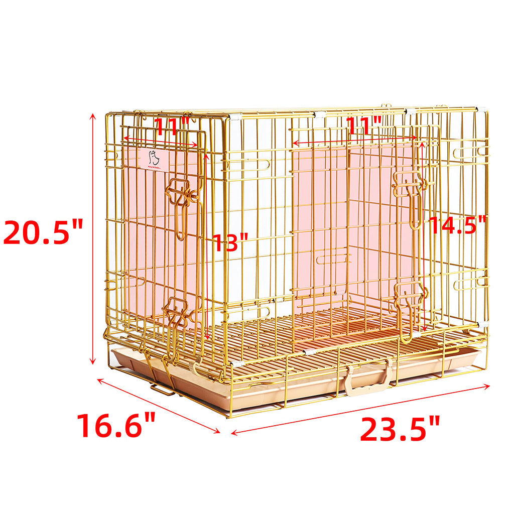 24-42" Collapsible Copper Gold Dog Crate GLD24/30/36/42