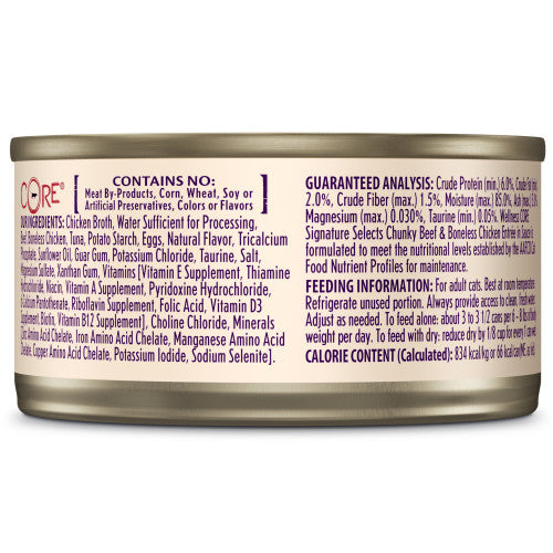 Wellness Core Adult Signature Select Chunky Beef and Chicken Entree Wet Cat Food