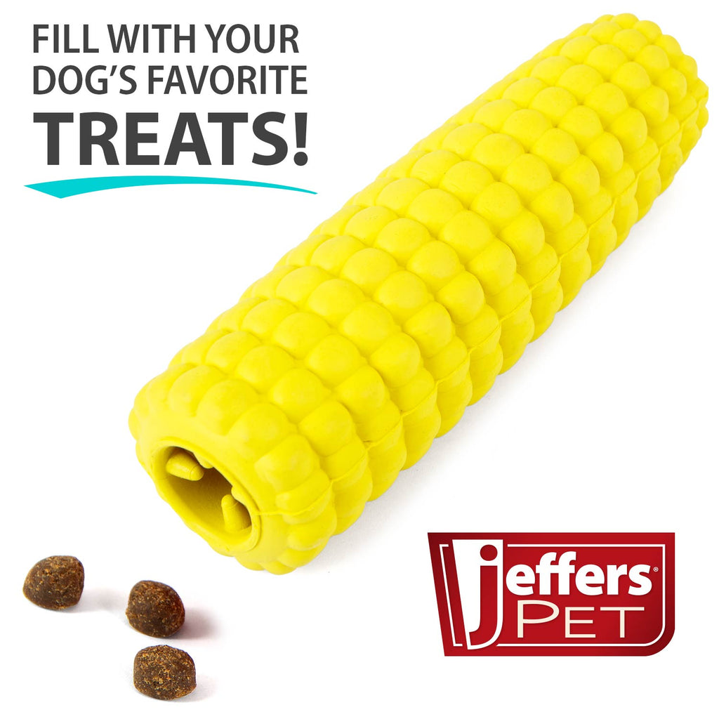 Jeffers Corn Cob Natural Rubber Treat Dispensing Dog Chew Toy with Dental Benefits