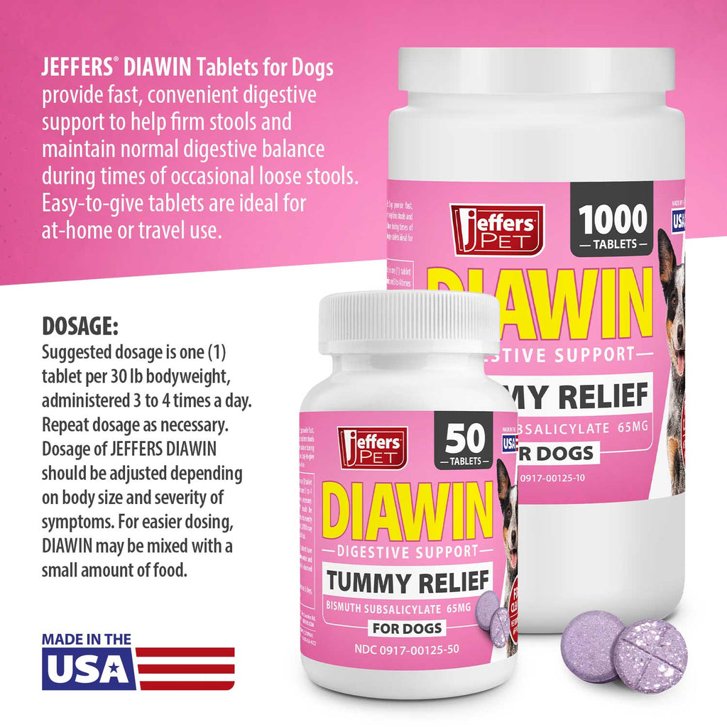 Digestive Support Tablets for Dogs - Bismuth Tummy Relief for Diarrhea