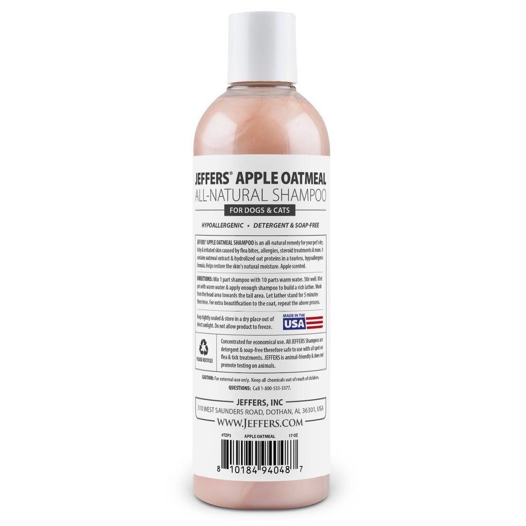 Jeffers Pet Apple Oatmeal All-Natural Hypoallergenic Dry Skin Shampoo for Dogs and Cats