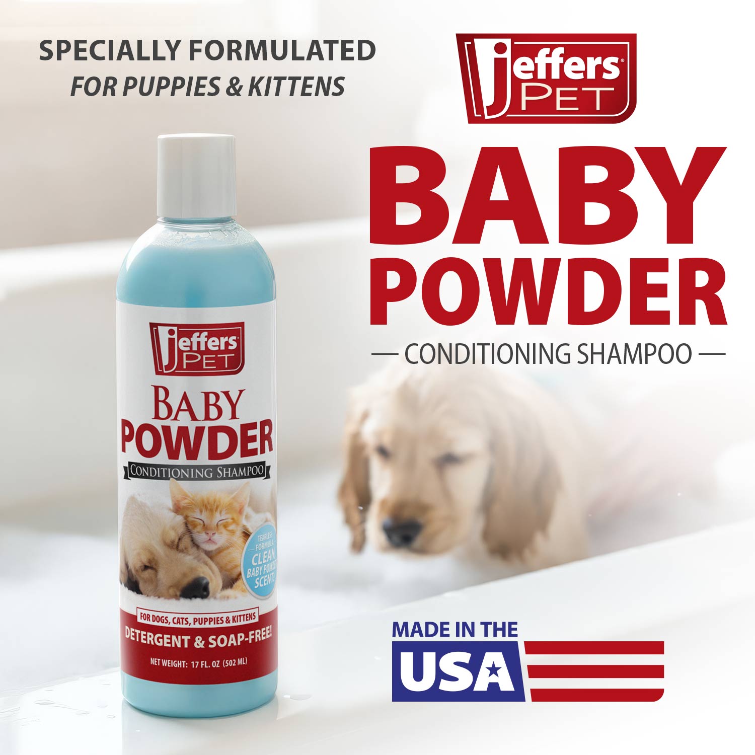Jeffers Pet Baby Powder Tearless Conditioning Shampoo for Puppies and Kittens