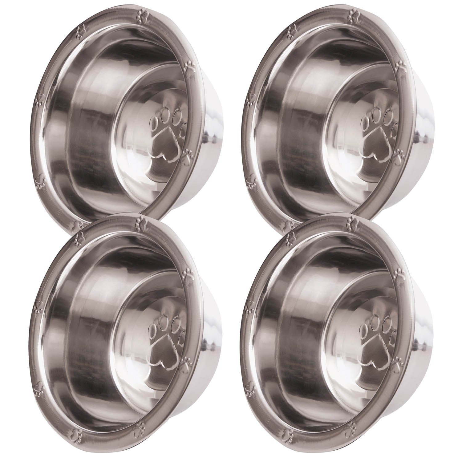Stainless Steel Embossed Wide-Lip Food & Water Pet Bowls