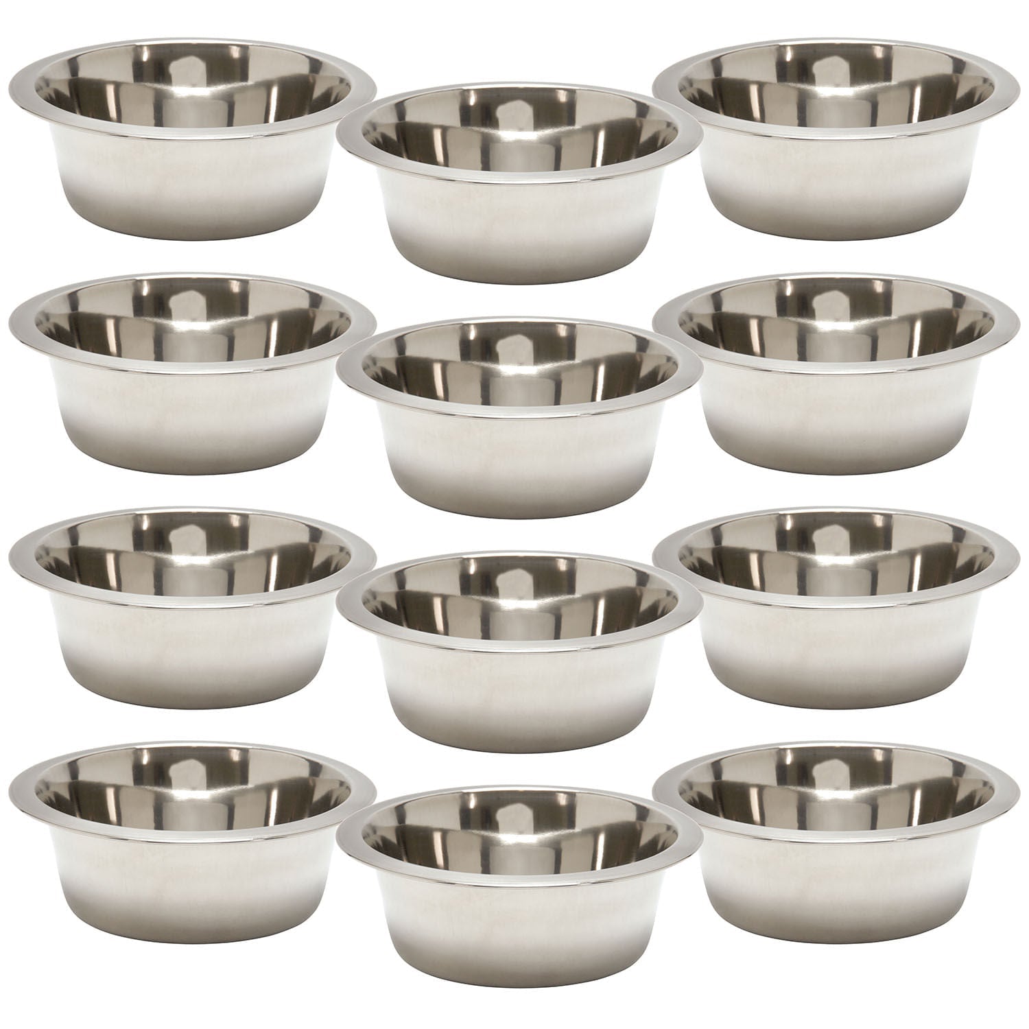 Standard-Weight Stainless Steel Food & Water Pet Bowls