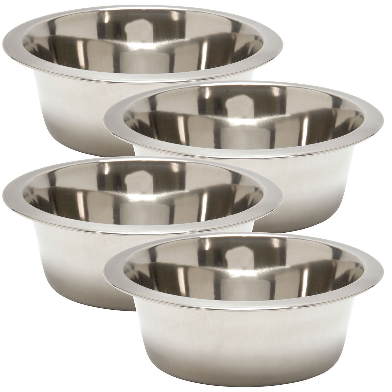 Standard-Weight Stainless Steel Food & Water Pet Bowls