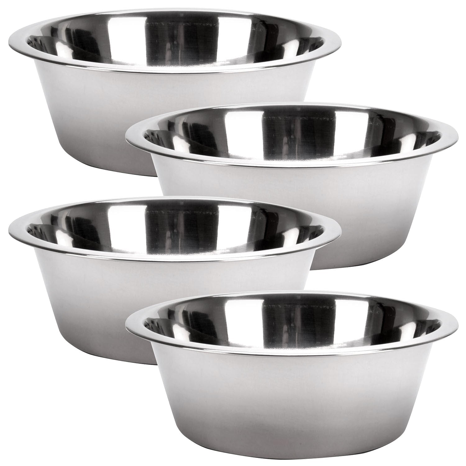 Standard-Weight Stainless Steel Food & Water Pet Bowls