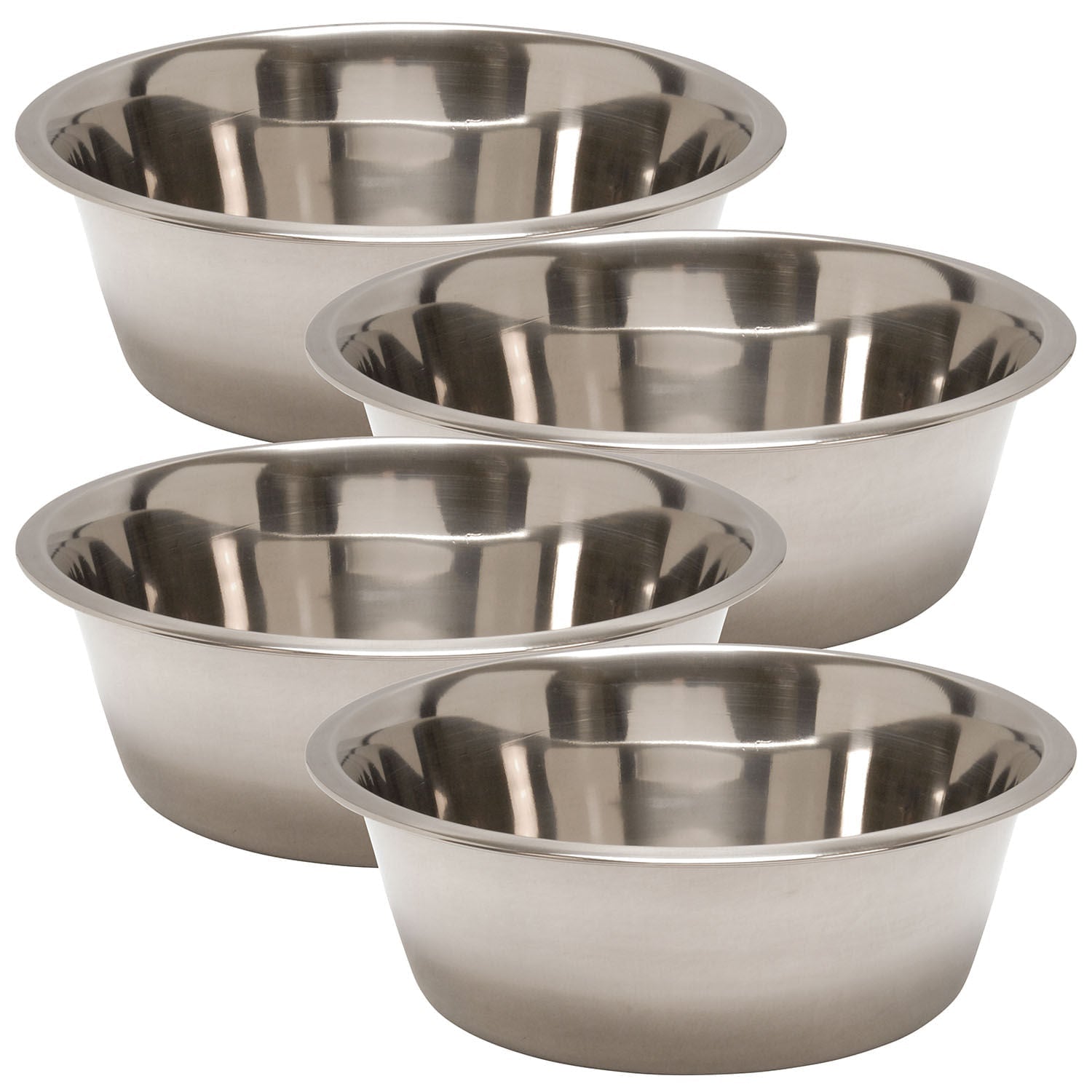 Standard-Weight Stainless Steel Food & Water Pet Bowls