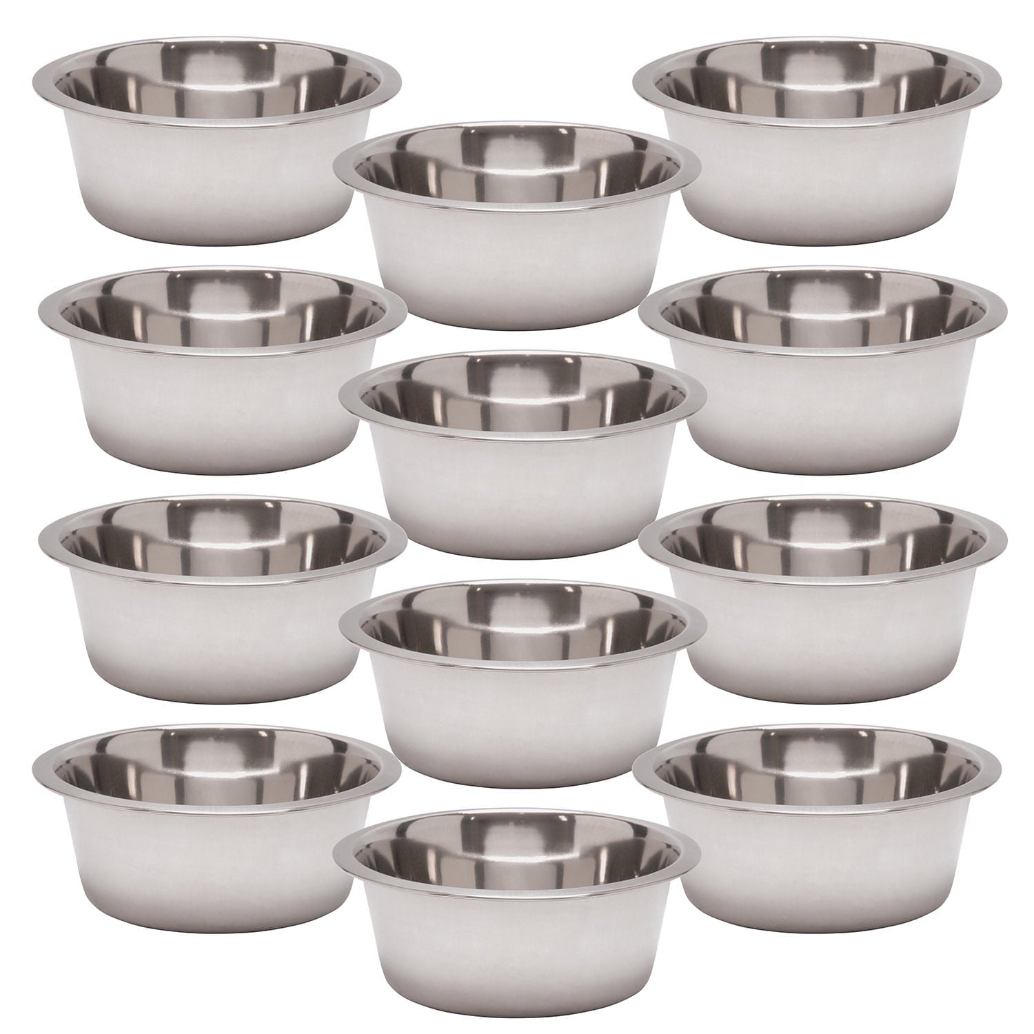 Standard-Weight Stainless Steel Food & Water Pet Bowls