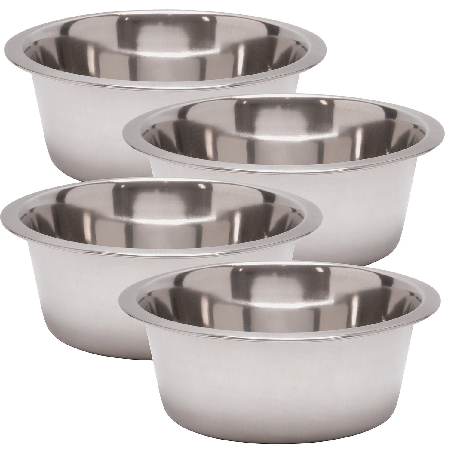 Standard-Weight Stainless Steel Food & Water Pet Bowls