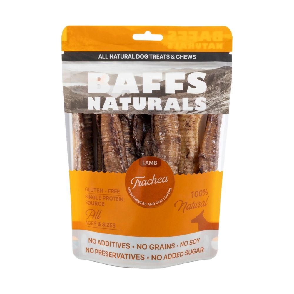 BAFFS NATURALS All-Natural Premium Lamb Trachea Dog Chews – 2 Pack (10 Chews Each)