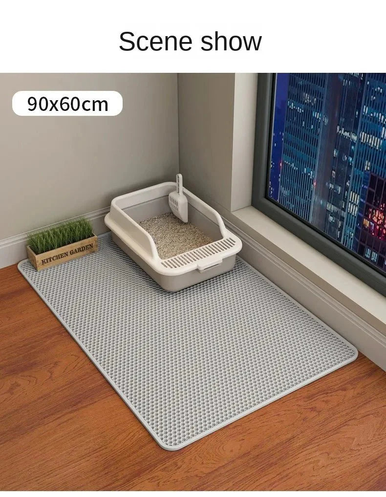 Large Cat Litter Mat | Double Layer Waterproof Honeycomb Design with EVA Foam