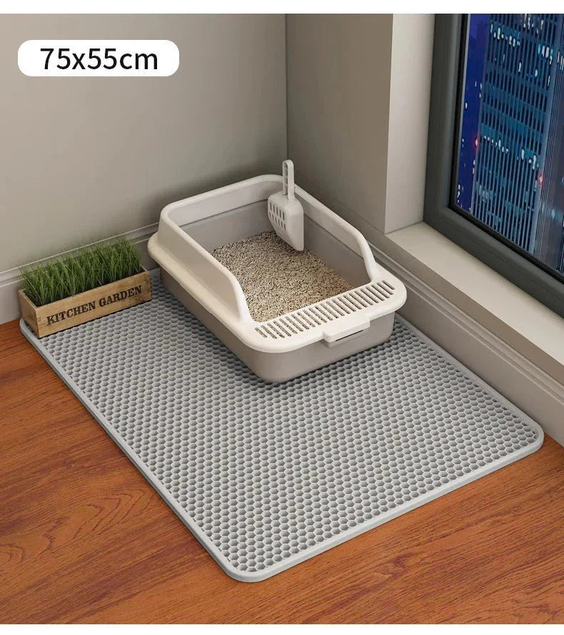 Large Cat Litter Mat | Double Layer Waterproof Honeycomb Design with EVA Foam