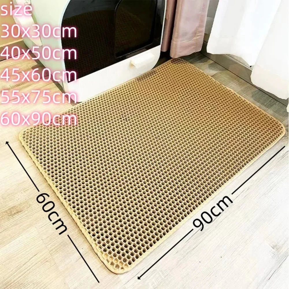 Large Cat Litter Mat | Double Layer Waterproof Honeycomb Design with EVA Foam