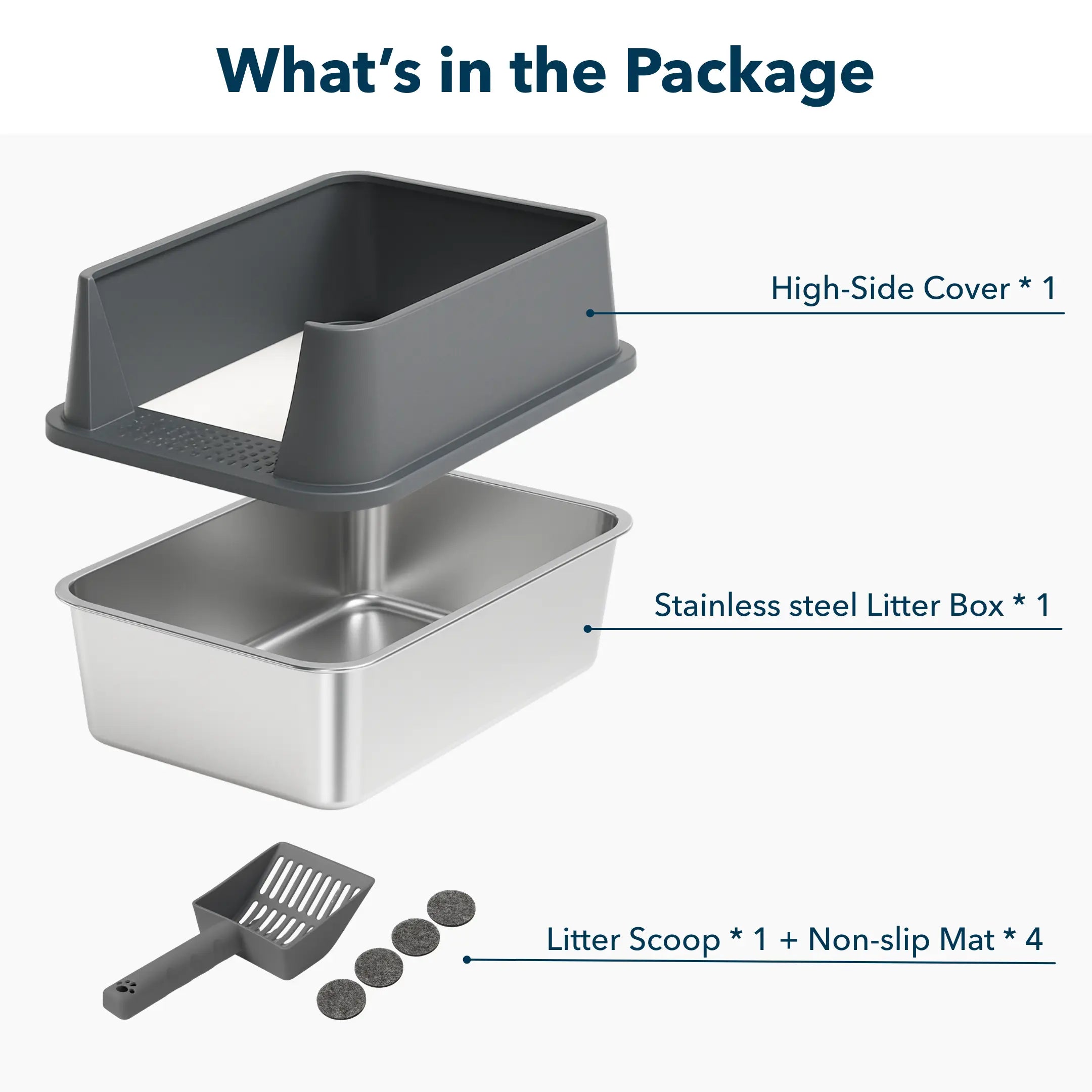 XXL 304 Stainless Steel Cat Litter Box