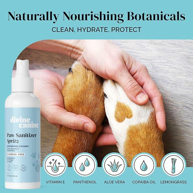 Dog Paw Cleaner Spray 5.1oz Alcohol Free Coconut Aloe Copaiba Lemongrass USA