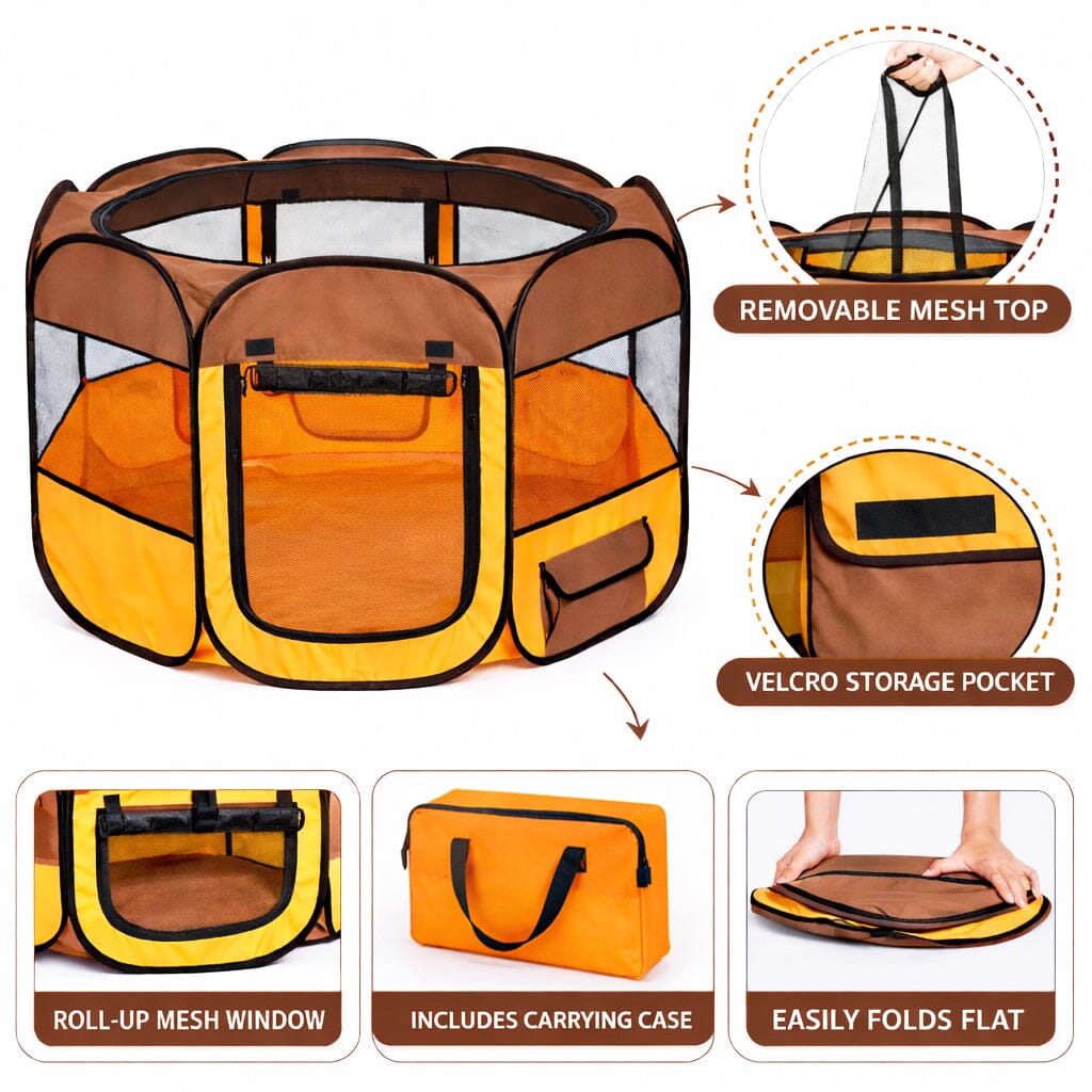Pet Life ® 'All-Terrain' Lightweight Easy Folding Wire-Framed Collapsible Travel Pet Dog Playpen crate