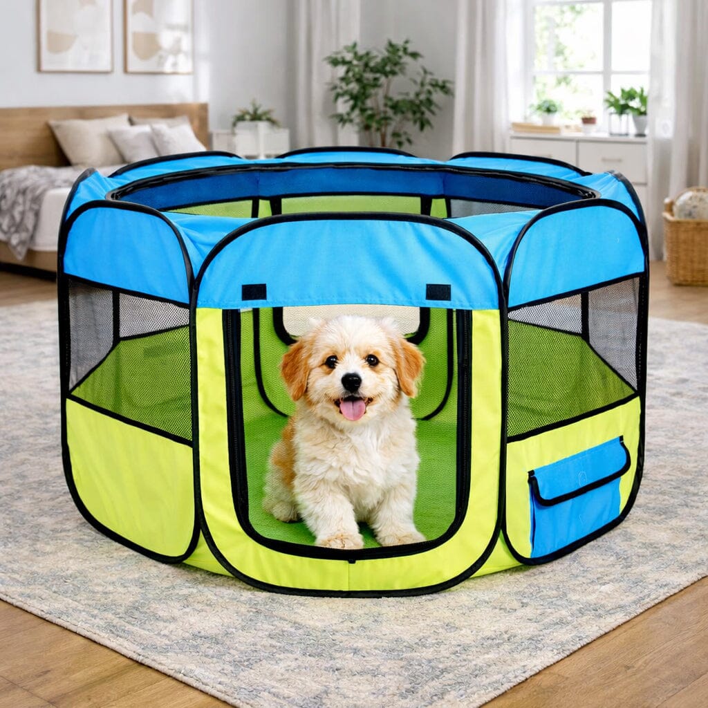 Pet Life ® 'All-Terrain' Lightweight Easy Folding Wire-Framed Collapsible Travel Pet Dog Playpen crate