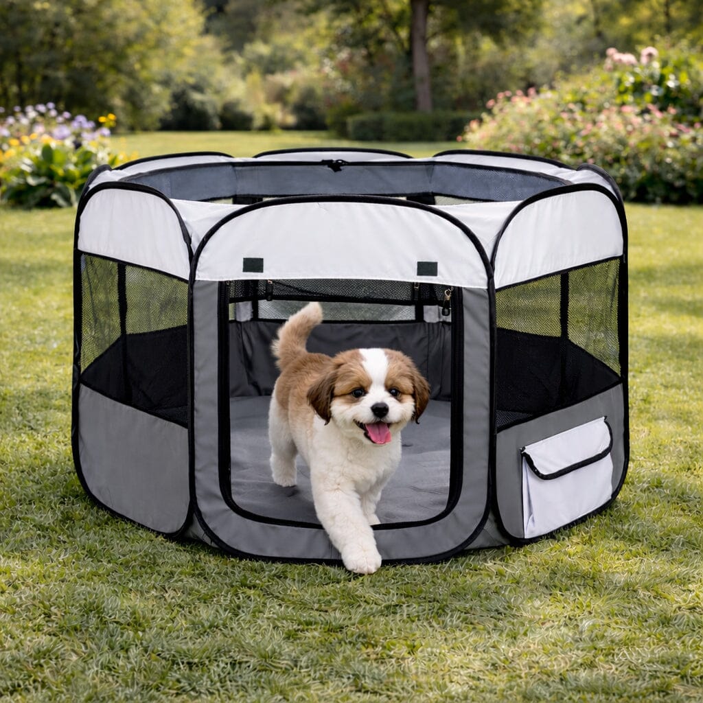 Pet Life ® 'All-Terrain' Lightweight Easy Folding Wire-Framed Collapsible Travel Pet Dog Playpen crate