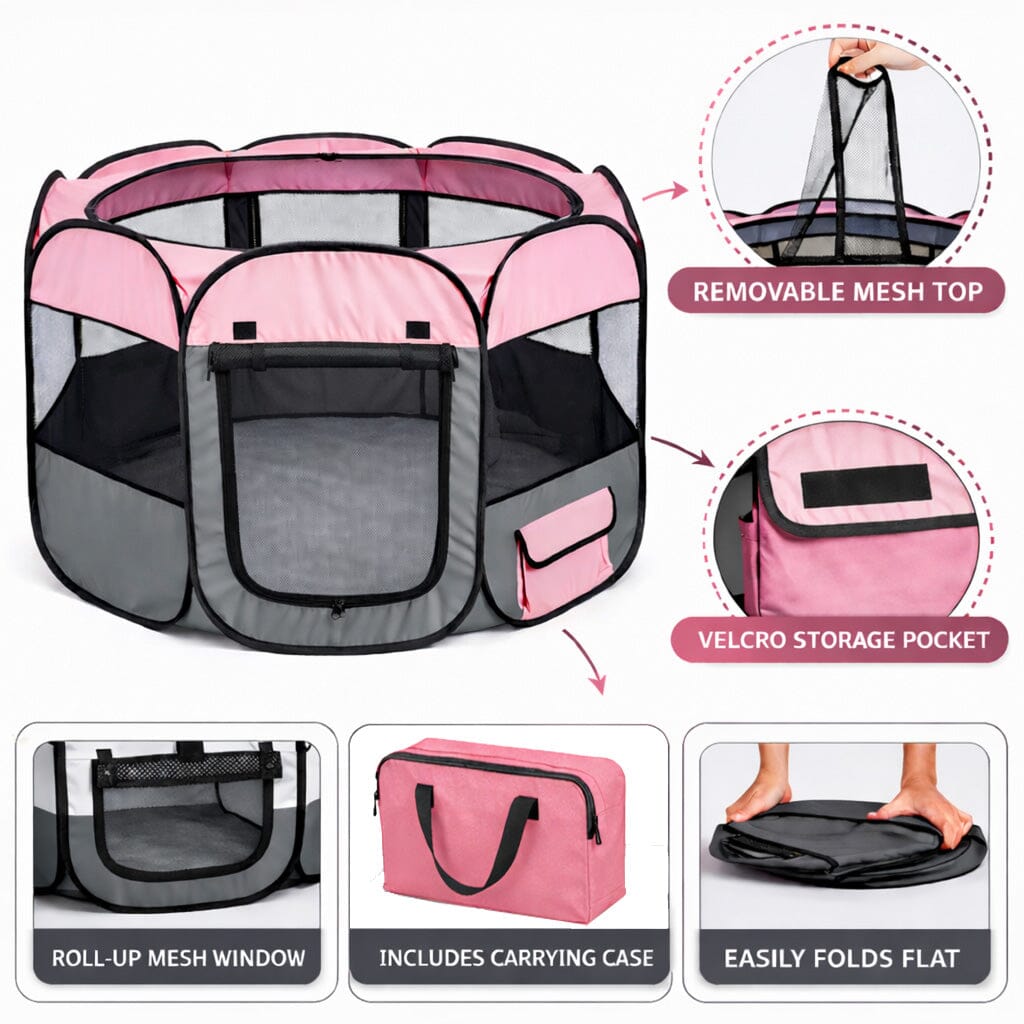 Pet Life ® 'All-Terrain' Lightweight Easy Folding Wire-Framed Collapsible Travel Pet Dog Playpen crate