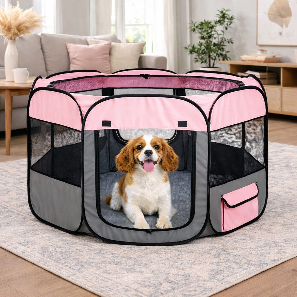 Pet Life ® 'All-Terrain' Lightweight Easy Folding Wire-Framed Collapsible Travel Pet Dog Playpen crate