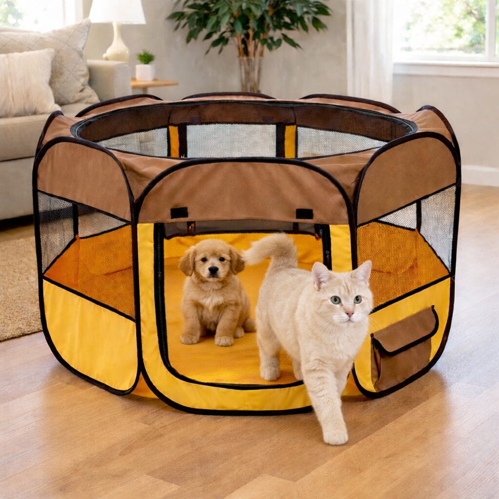 Pet Life ® 'All-Terrain' Lightweight Easy Folding Wire-Framed Collapsible Travel Pet Dog Playpen crate