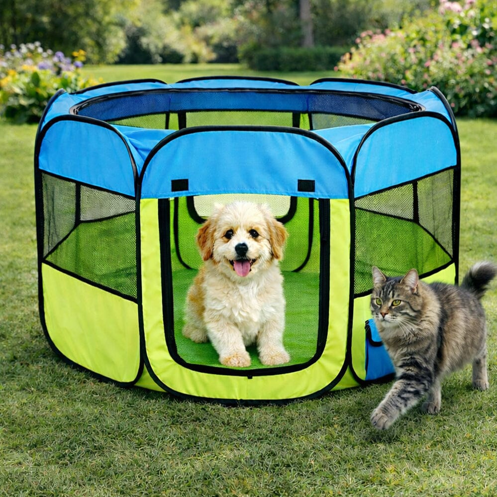 Pet Life ® 'All-Terrain' Lightweight Easy Folding Wire-Framed Collapsible Travel Pet Dog Playpen crate