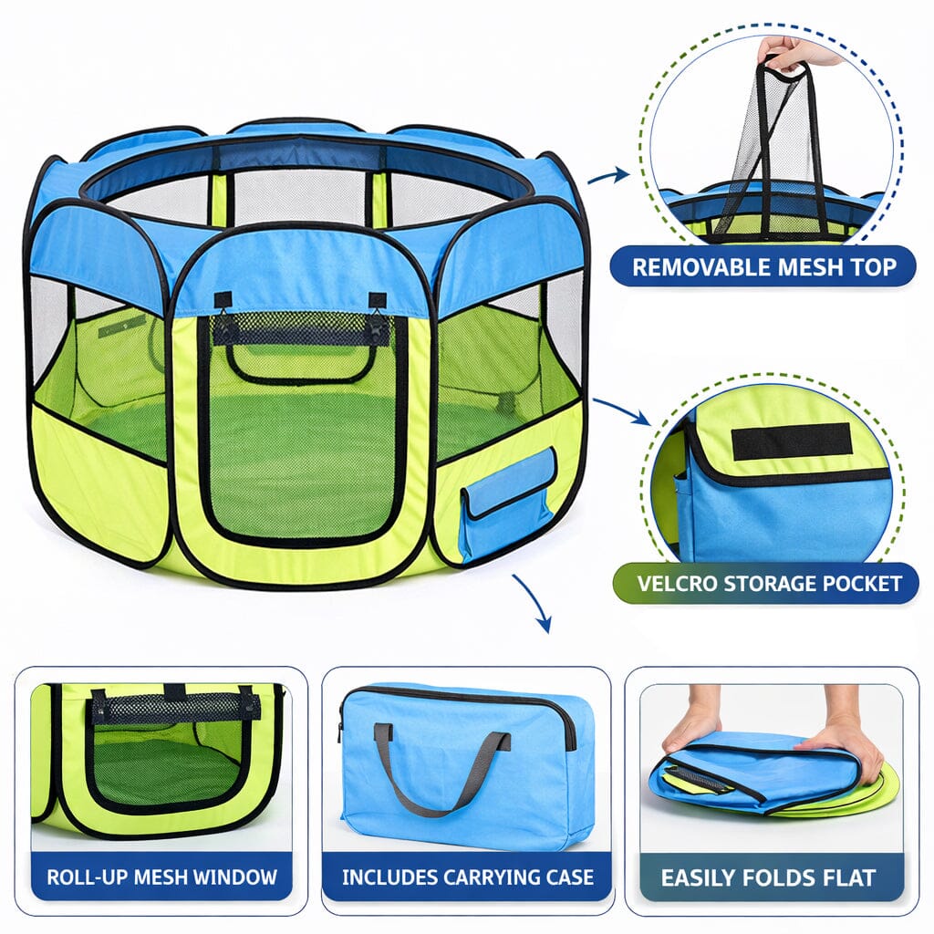 Pet Life ® 'All-Terrain' Lightweight Easy Folding Wire-Framed Collapsible Travel Pet Dog Playpen crate