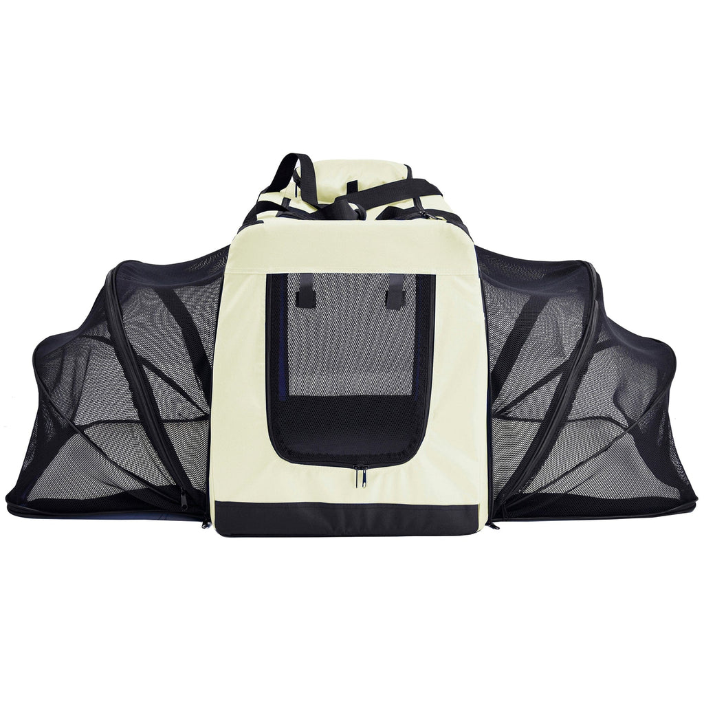 Pet Life ®  'Hounda Accordion' Metal Framed Soft-Folding Collapsible Dual-Sided Expandable Pet Dog Crate
